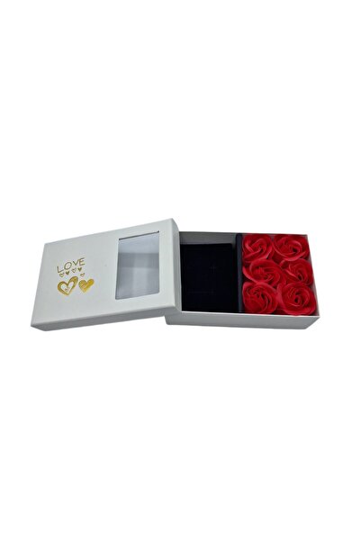 decotoys Cutii carton mărțișor sau bijuterii albe cu trandafiri L 3/set
