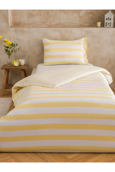 LC Waikiki Yellow Striped Single Duvet Cover Set
