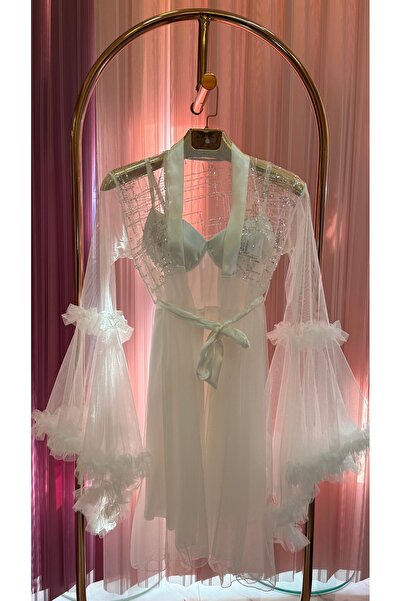 Limas lingerie Special Design Lace , 2-Piece Short Dressing Gown with Tull De...