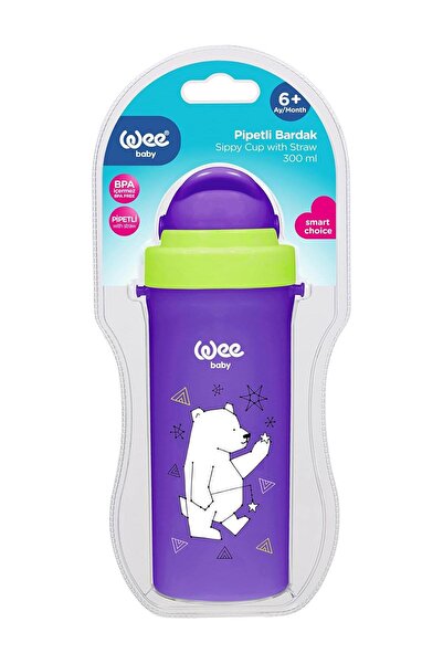 Wee Baby Glass with Straw 300 ml - Lila Standard