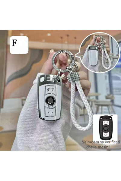 QGC Husa Cheie Auto , Protector Universal cu Breloc Cristal, Compatibil cu Mo...