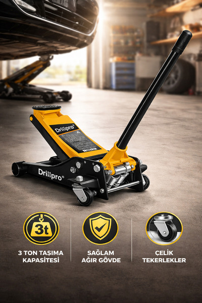 Drillpro YENİ NESİL 3 TON DÜŞÜK PROFİL GARAJ TİPİ KALDIRMA ARAÇ OTO TAMİR HİD...