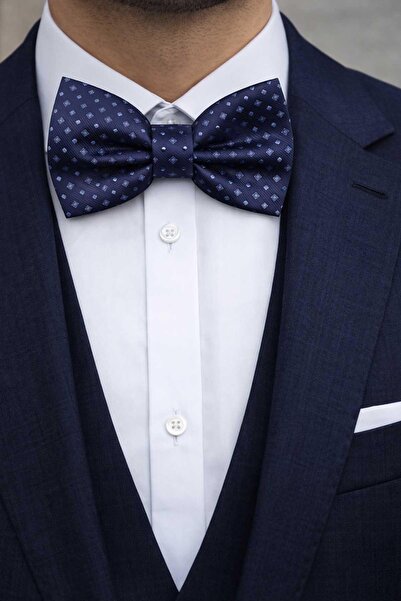 Kravatkolik Navy Blue Small Pattern Bow Tie P2021