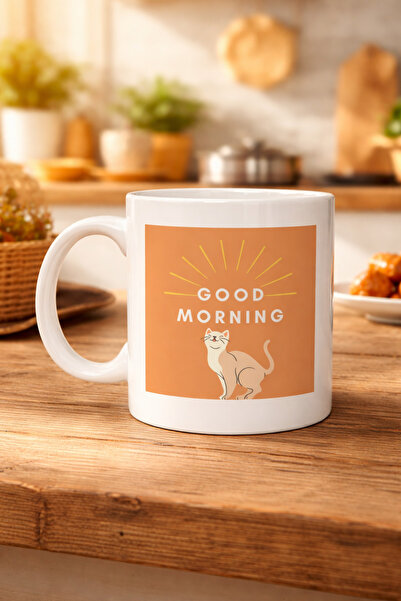 CT STONES Bună dimineața pisică cu model Cană de porțelan Model 72 – Cu pisic...