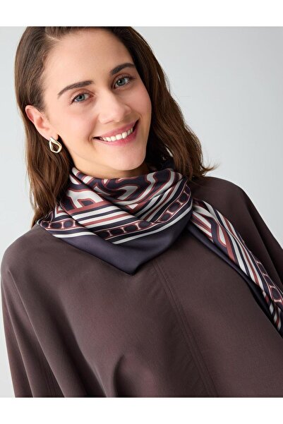 Jimmy Key Kahverengi Çizgi Desenli Dokuma Eşarp 90x90