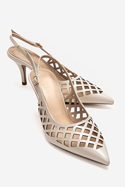 LuviShoes Pantofi de damă JEVER Bej Skin decupare cu laser cu vârf ascuțit și...