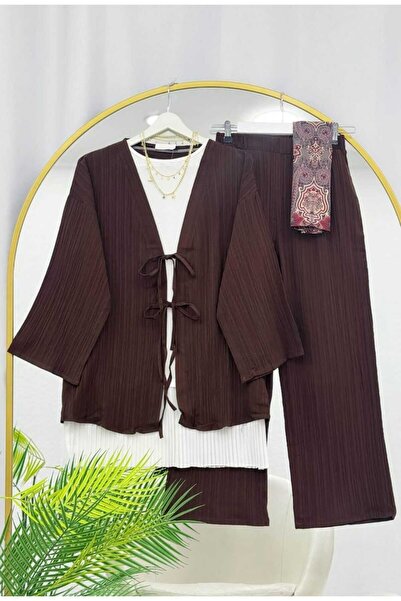 MODA VEDAT Комплект от сако и панталони с копчета за жени – (без шал)