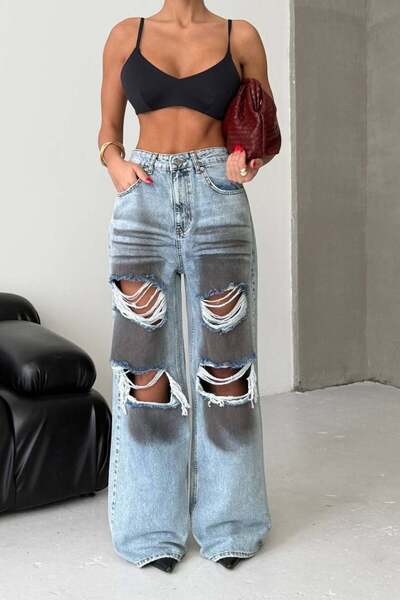 Joana Women's Oversize Blue Jeans - Florys