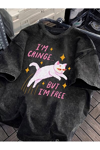 Toum Vintage I'M Cringe Washed Oversized T-Shirt