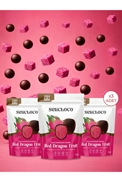 Sütlü Çikolata Kaplı Kırmızı Ejder Meyvesi Draje 3'lü Paket (3 x 70 g)