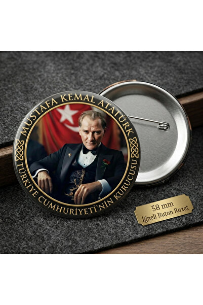 Mugs and love Mustafa kemal atatürk BÜYÜK BOY kaliteli baskı iğneli rozet