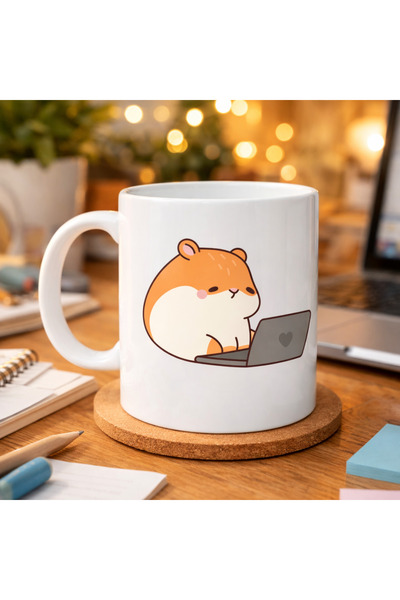 CT STONES Cană de porțelan Hamster cu model cu laptop, model 112 – Cană de ca...