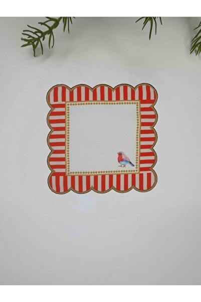 decofav Orange Ecru Decorative Edge Bird Patterned Digital Print Pack Gold Em...