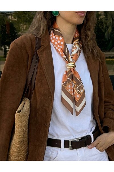 Markiz Takı Gold Buckled Thin Scarf