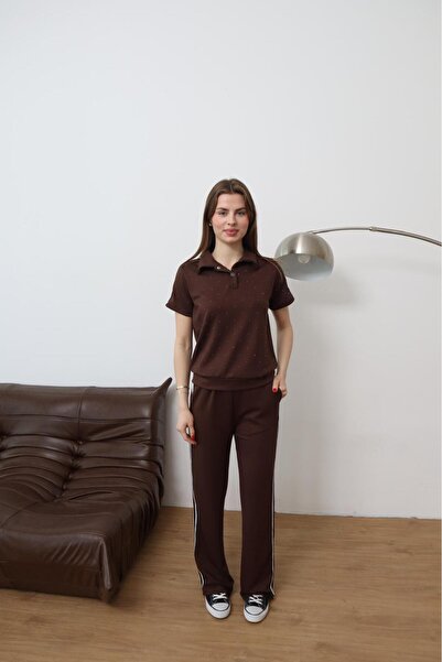 QİMYA BUTİK بلوزة نسائية من ŞANS LİFE برقبة بولو وأكمام قصيرة من القطن الممشط...