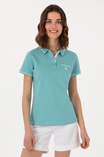 U.S. Polo Assn. Tricou Polo Damă Verde mentă Cu Detalii și Logo Discret