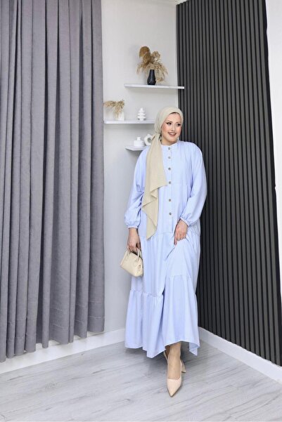 AXXAN Cotton Dress Half Placket Alacati Dress Hijab Plain Dress Does Not Sweat