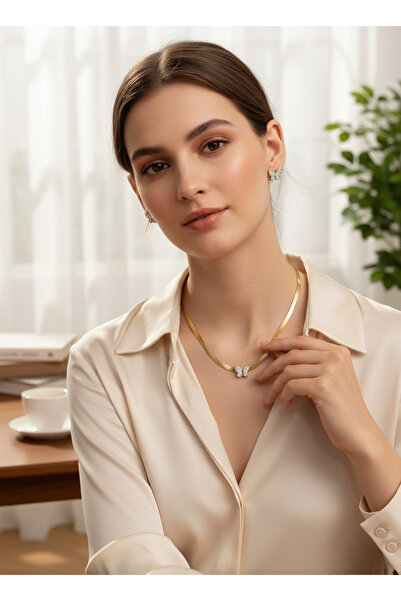 Zaradise Accessories İtalyan Zincirli Kelebek Figürlü Paslanmaz Çelik Kadın K...