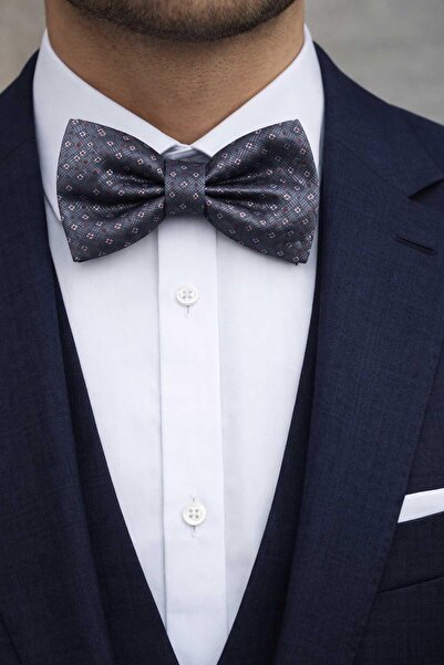 Kravatkolik Gray Small Pattern Bow Tie P2001