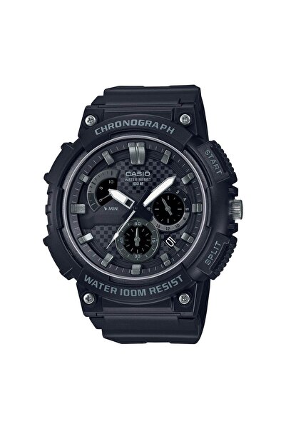 Casio Ceas MCW-200H-1A2, negru, carcasa 54mm, curea rasina, cronograf, WR 10ATM