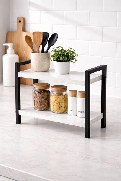 YzHome White Multi-Purpose 2-Tier Organizer Home Corner Jar Storage Container...