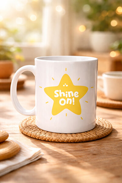 CT STONES Shine On "Continuă să strălucești" Cană din porțelan cu design stea...