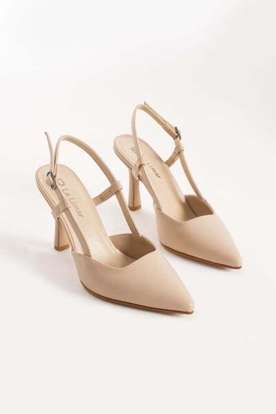 golden heel 8.5 cm Nude Open Back Heel Stiletto Shoes