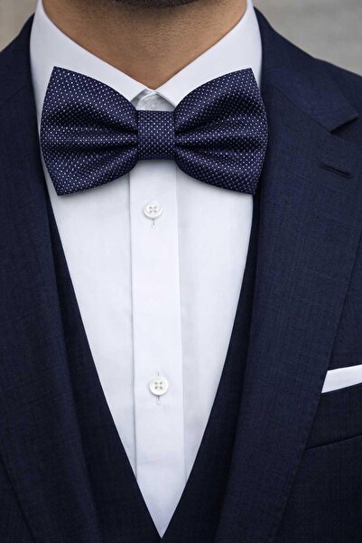 Kravatkolik Navy Blue Dot Pattern Bow Tie P2023