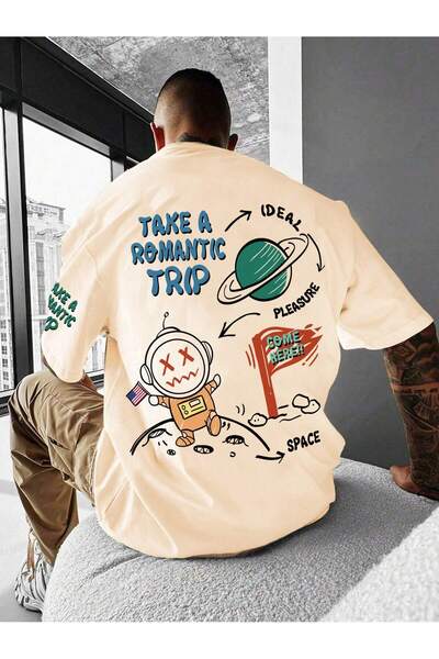 PENTHİLUS Legnd Men's Cartoon Slogan Printed Oversized Drop Shoulder T-Shirt