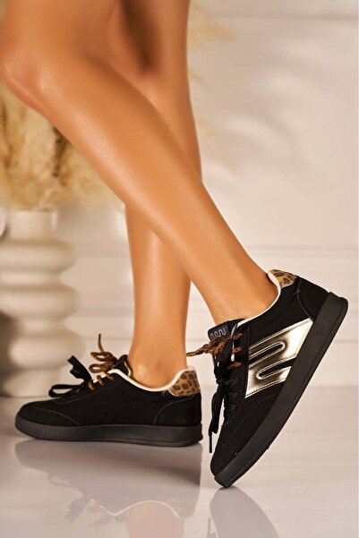 Joana Women's Black Faux Suede Sneakers 3cm