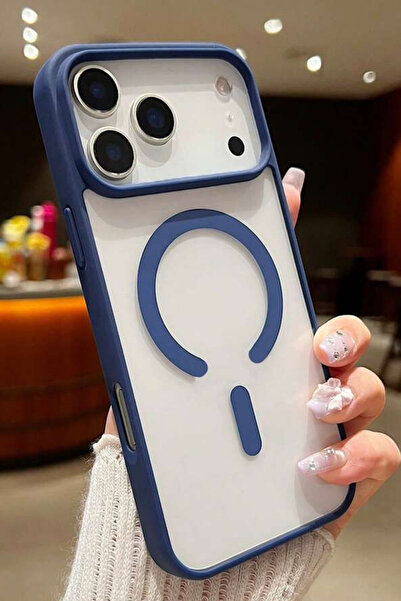 KVK PRİVACY iPhone 17 Pro Max MagSafe Uyumlu Lacivert Şeffaf Telefon Kılıfı D...