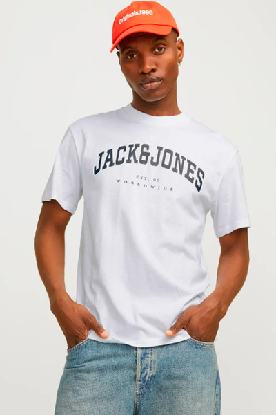 Jack & Jones JJECALEB Ανδρικό Λευκό Μπλουζάκι
