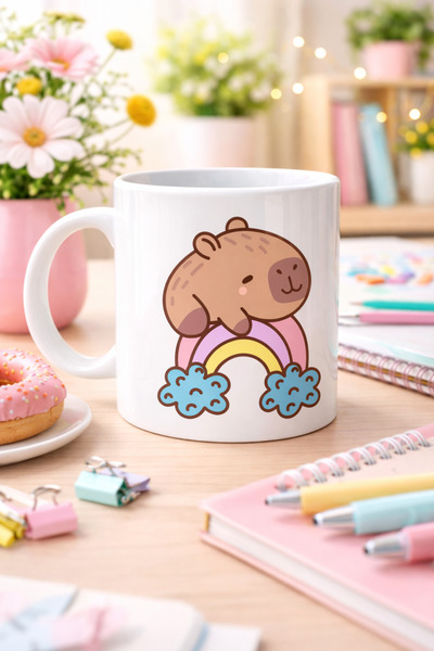 CT STONES Cute Capybara Rainbow Design Porcelain Mug Model 119 – Coffee & Tea...