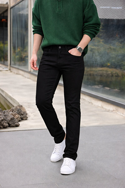 hacker Men's High Waist Slim Fit Premium Black Jeans
