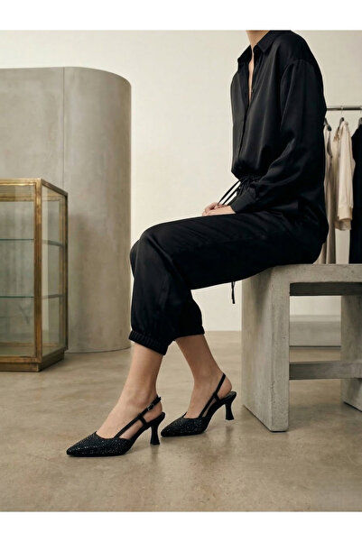 ÖRKCÜ Women's Stoned Evening Dress Heeled Shoes Stylish Event and Evening Shoes