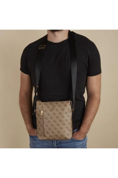 Guess Vezzola Crossbody Fermoar Vertical Bej/Maro