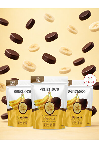 SENChOCO Sütlü Çikolata Kaplı Muz Draje 3'lü Paket (3 x 70 g)