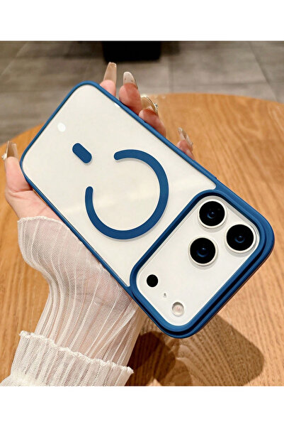 KVK PRİVACY iPhone 17 Pro MagSafe Uyumlu Lacivert Şeffaf Telefon Kılıfı Darbe...