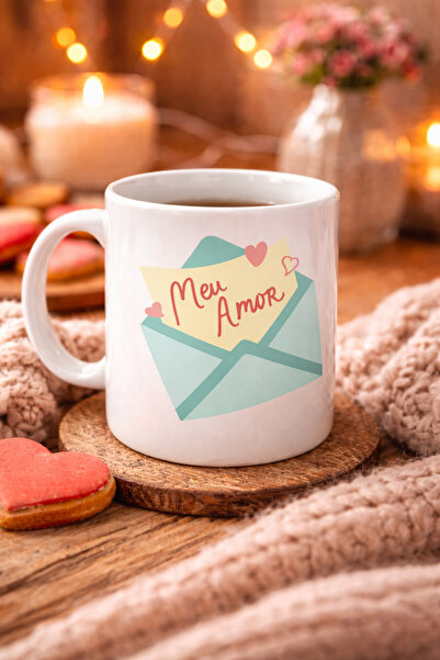 CT STONES Meu Amor Design Porcelain Mug Model 11 - Romantic Heart Patterned L...