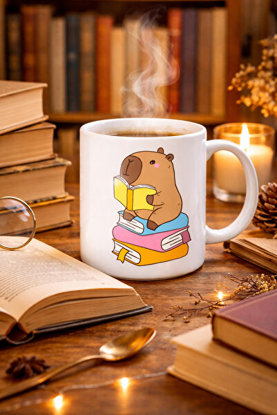 CT STONES Porcelain Mug with Capybara Design Reading a Book Model 100 – Warm ...