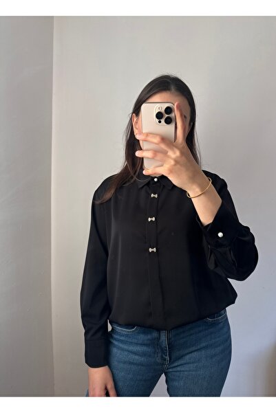 Hena Store Bow Detail Women's Shirt Wrinkle-Resistant