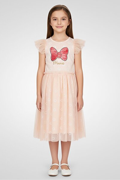 Disney Kids Girl Short Sleeve Mickey And Friends Dress, Light Pink