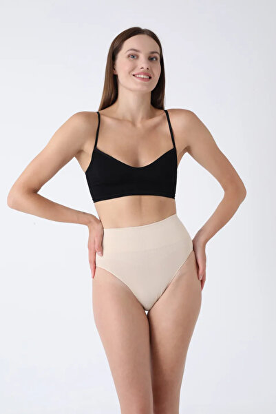Serena Women's high-waisted shaping panty - beige, push-up and anti-slip band
