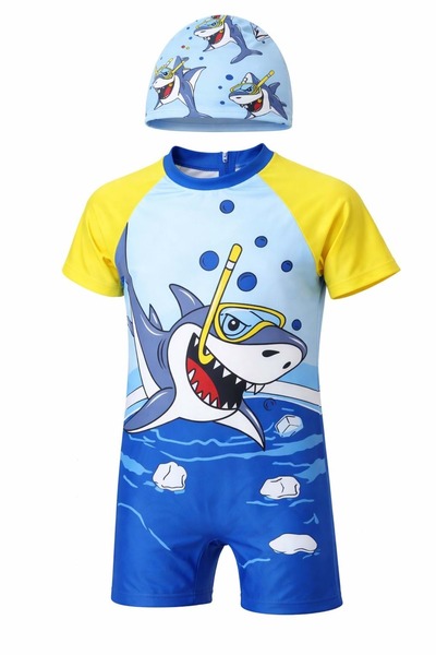 Lolliboomkids بدلة سباحة Shark Splash بدلة L+ Bone / صبي