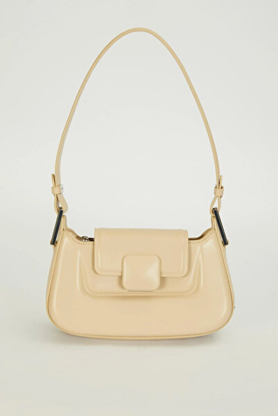 Lale Butik Levidor Double Strap Hard Case Leather Bag 930657 Beige