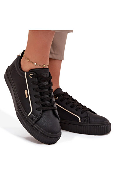 Big Star Shoes Sneakerși de damă din piele Big Star SS274025 Negru-Auriu 36