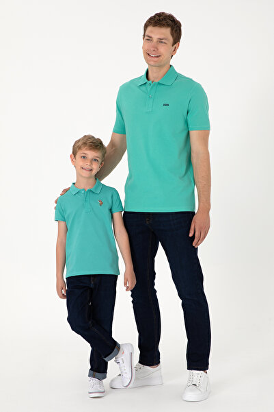 U.S. Polo Assn. Tricou Polo Băieți Pe Verde Mentă Cu Logo Colorat