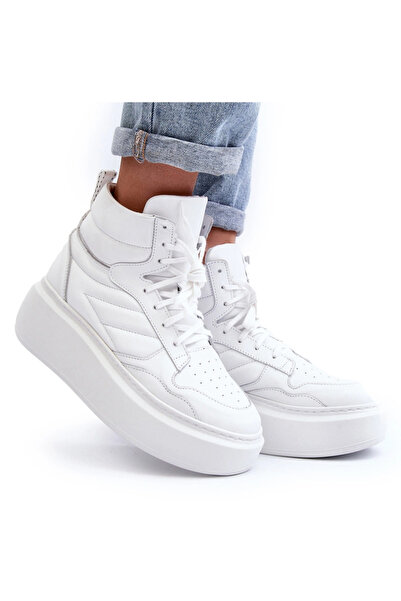 Zazoo 3392/X Women's Leather Platform Sports Shoes White 37