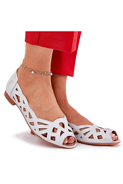 BOTO Perforated Ballerinas With Open Toes Silver Calgis 38