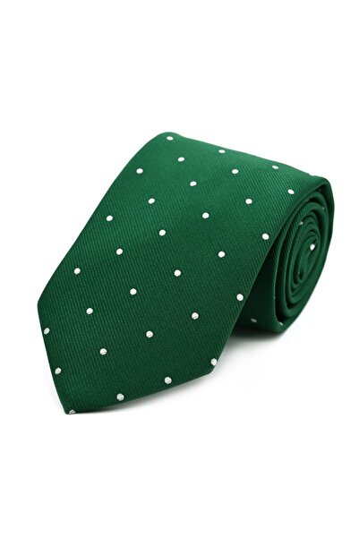 Sade Kravat ربطة عنق خاصة باللون الأخضر والأبيض مكونة من منقّط قطع منسوج 3335...
